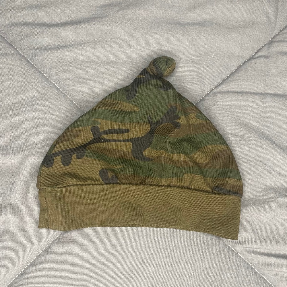 Green Camo Print Baby Hat